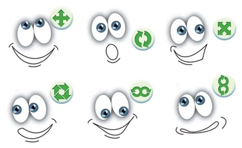 Augenübungen zur Wiederherstellung der Sehkraft.